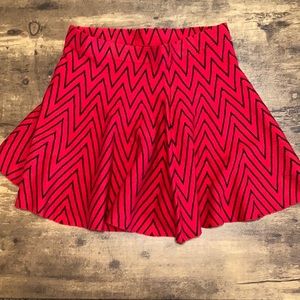 Red with black stripes knee length skirt
